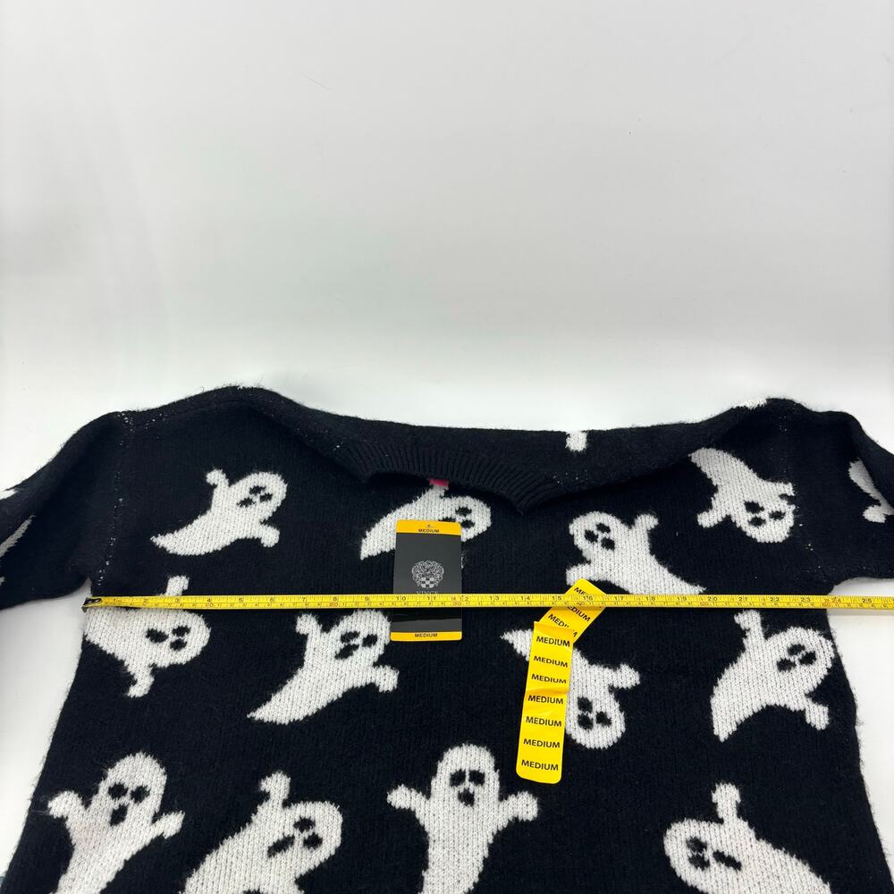 Vince Camuto Womens Medium Black White Ghost Halloween Sweater - Picture 3 of 16